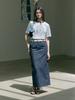 Mouth Back Slit Maxi Skirt (Indigo Denim)