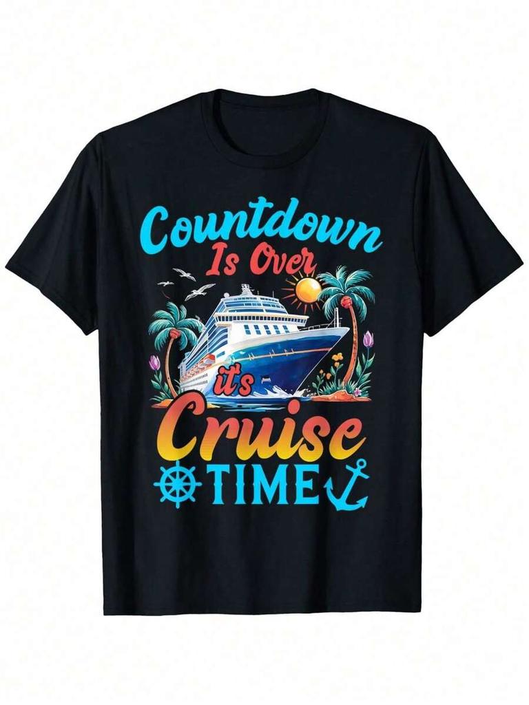 The Countdown Has Ended, and the Cruise Trip Is About To Begin Unisex Cruise-themed T-shirts.