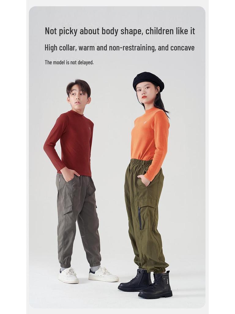 Sous-couche chaude à manches longues et col montant pour adolescents, en velours allemand, pour l'automne/hiver