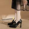 1-3 Sexy Waterproof Table Is Not Tired of Feet, High Heels for Women, Pointed Head, Thin Heel, Metal Buckle, Super High Heel Single Shoes for Women