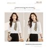 Gentle Collar Bow Tie Shirt for Women, 2026 Spring and Autumn New Style, Color Block Ribbon Design Satin Top
