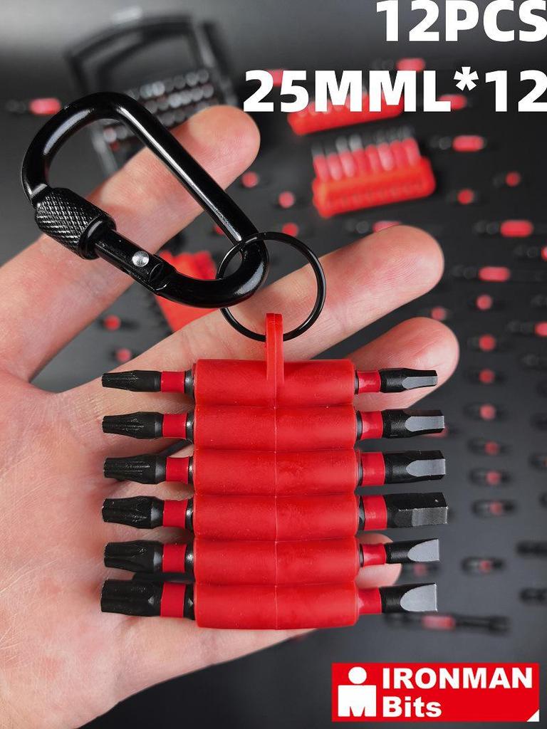 Black S2 Magnetic Sleeve Screwdriver Bit Set with Storage Strip
