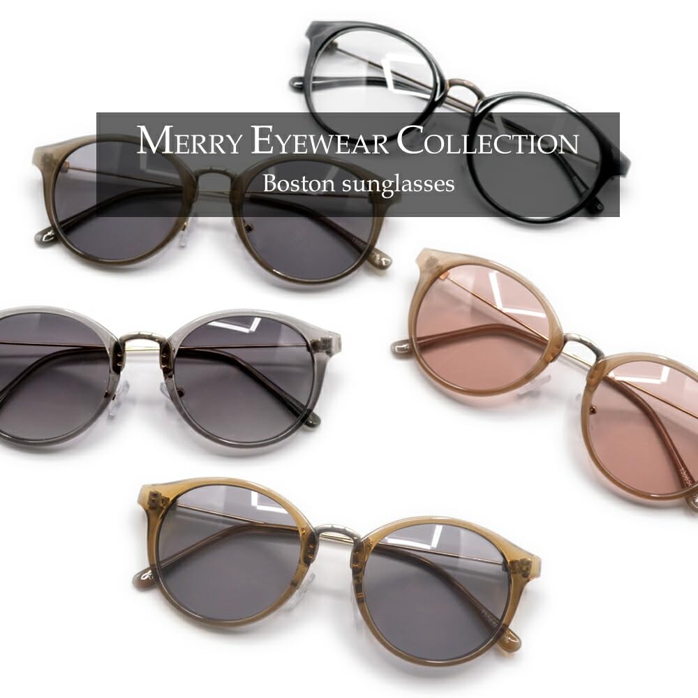 [MERRY PLEASURE] Sunglasses for Men and Women, UV Protection, Fashion Glasses, Round, Boston Style, Tinted Lenses (Lightly Colored)