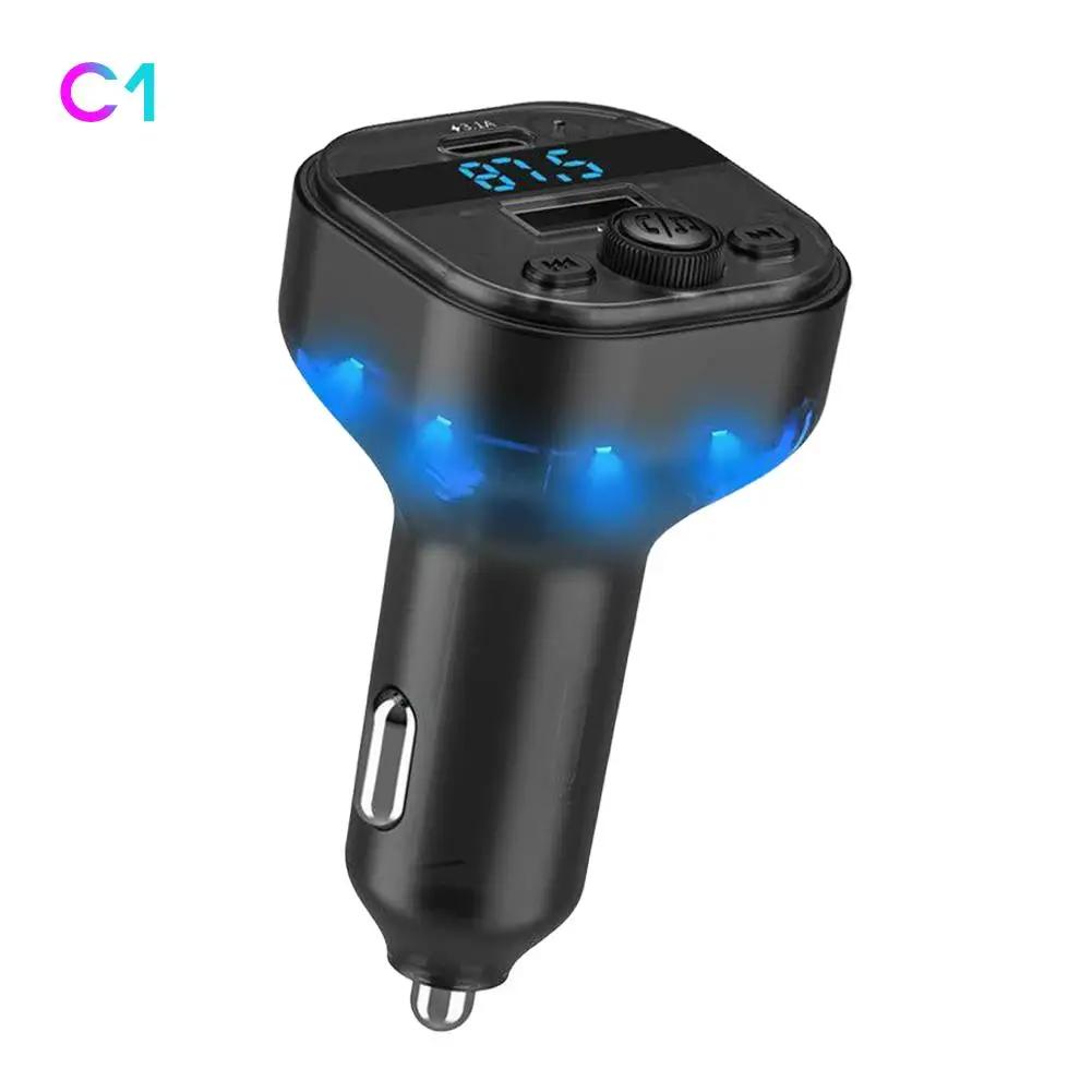 

1 шт. Автомобильный FM-трансмиттер Bluetooth 5.3 Звонки в режиме громкой связи MP3 Автомобильный адаптер для зарядки Плеер Быстрый с Радио Модулятор AUX Z0B7