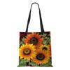 Sunflower Flowers Women Shoulder Bag Shopper Canvas Casual Grocery Handbag 2022 Print Painting Vintage Large Capacity Tote Books