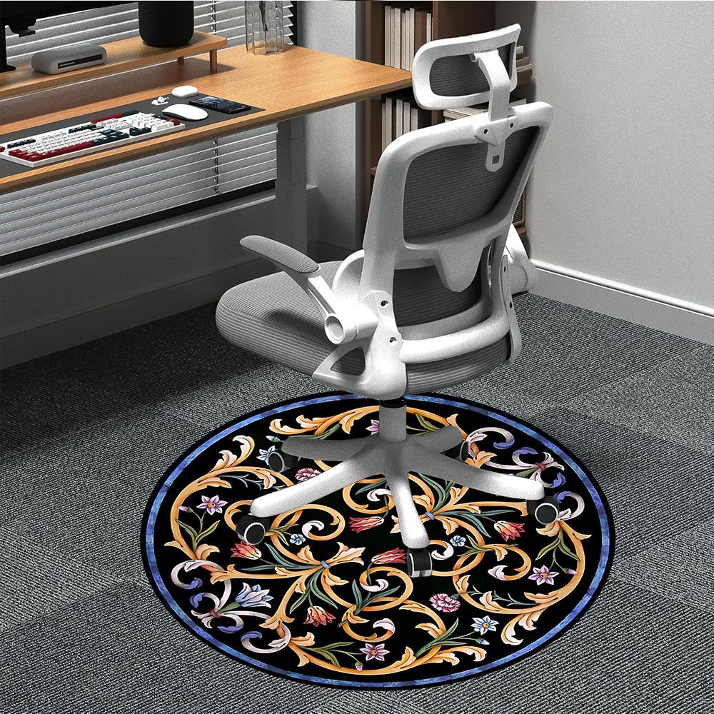 

1PC Floral Ornament Chair Carpet for Office Non-Slip, Lightweight, Machine Washable Rug for Office, Sleeping, Room - Holiday Decoryy251009031 80cm by 80cm