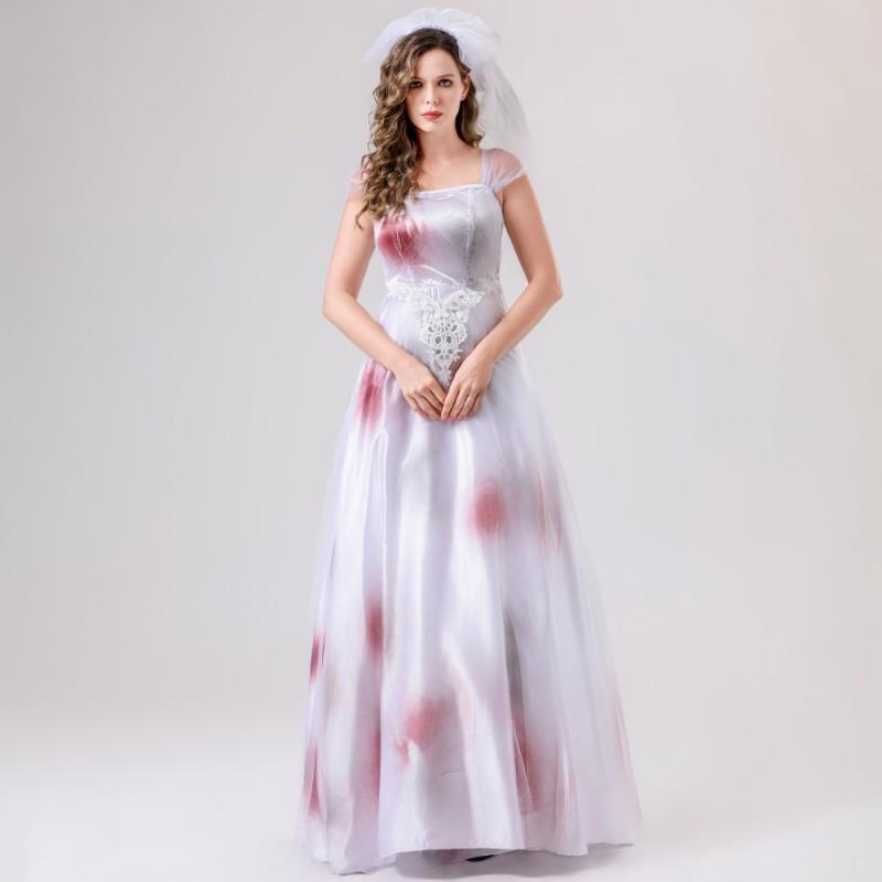 Halloween Ghost Bride Costume Womens Cosplay Dress Party Prom Role Play Outfit