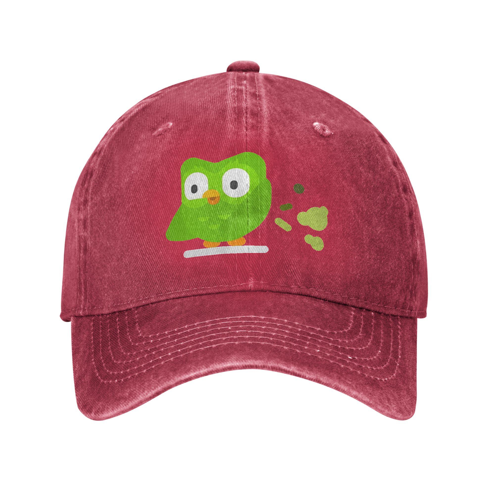 

Duolingo Owl Duo Denim Fabric Cap Casual Baseball Caps Adjustable Hat Summer Unisex Baseball Hats One Size