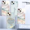 XP iPhone 15 Full-Coverage Lens Protective Case Shockproof Heat-Dissipating Ultra-Thin Silicone with Lanyard - Antique White Chinese Landscape Style