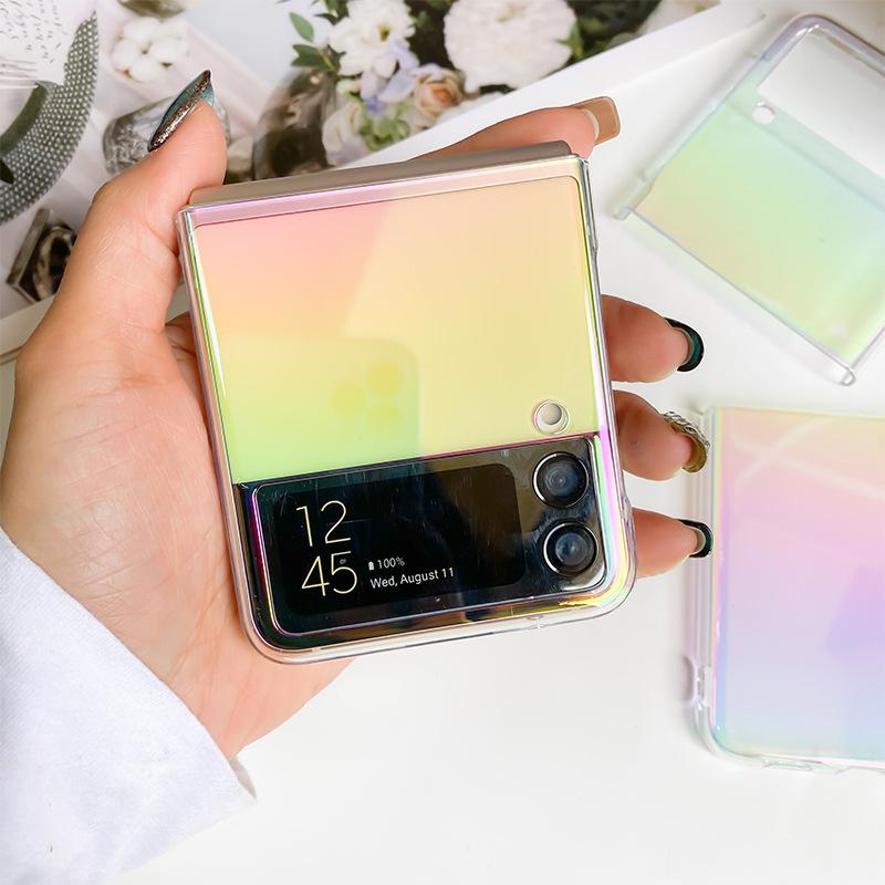 For Samsung Folding Screen ZFlip3 Mobile Phone Case for Samsung ZFlip6 Laser Gradient Flip Protective Case Ultra-thin