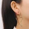 Stainless Steel Hollow Pentagram Hoop Earrings Boho Vacation Style Five-pointed Star Earring Punk Party Daily Jewelry Gift