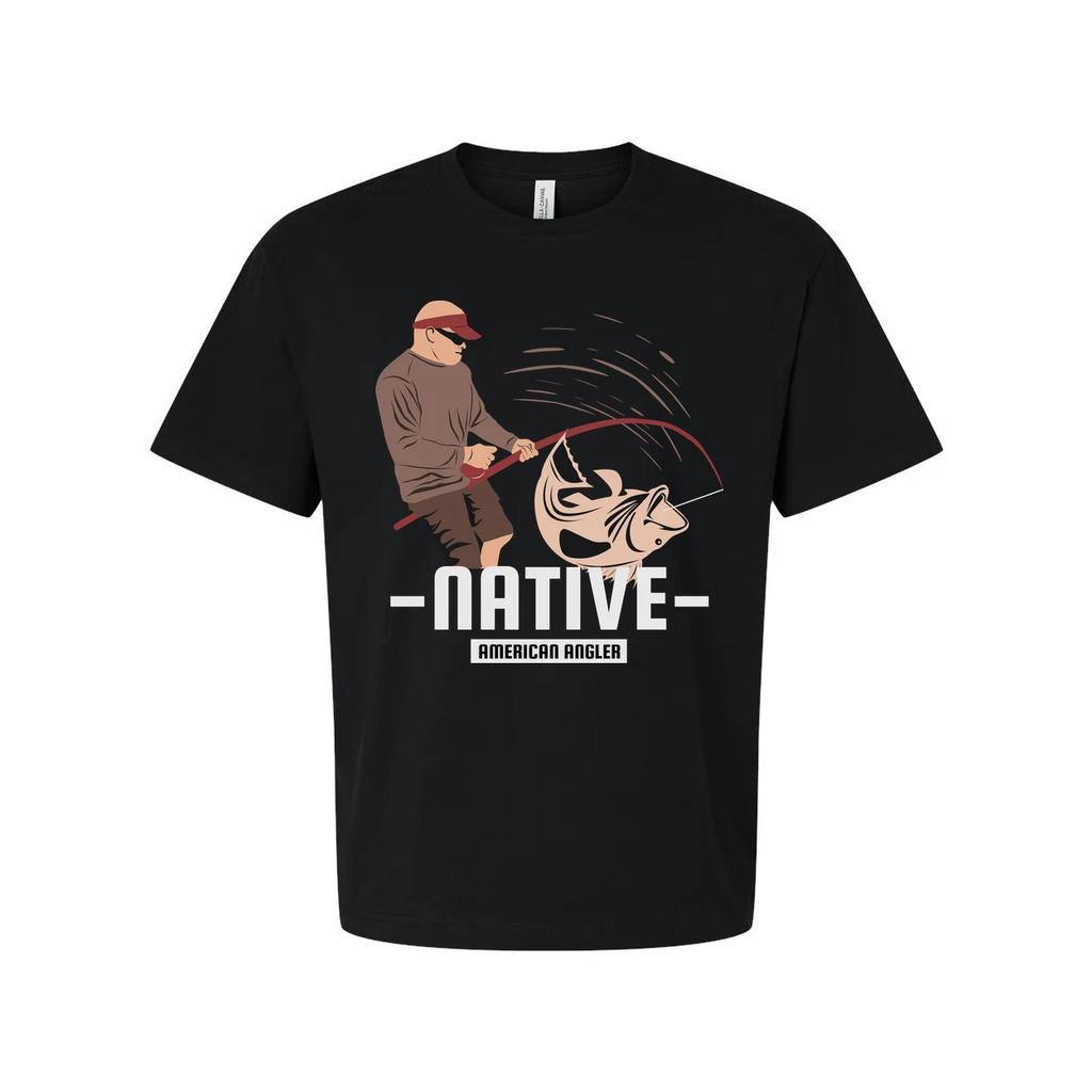 Native American Angler Fishing Graphic T Shirt For Unisex Casual Wear With Comfo