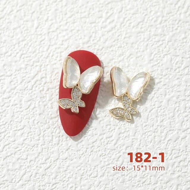 10 шт., бабочка, циркон, украшения для ногтей, ювелирные изделия, циркон, кристалл, жемчуг, кулон, маникюр, высокое качество, аксессуары со стразами белый