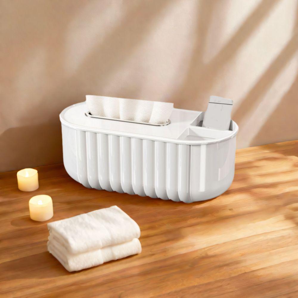 

Plastic Tissue Box Large Capacity Napkin Holder Practical Remote Control Storage Box Office бежевый