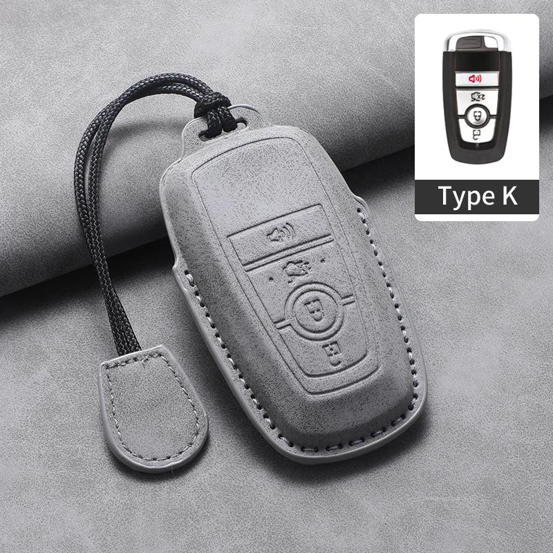 

4 5 Buttons Leather Car Key Case Cover For Ford Fusion Mustang Edge Explorer Focus F150 F250 F350 F550 Escape for Lincoln Mondeo