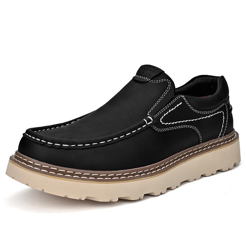 Men's 2023 Genuine Leather Casual Shoes - Trendy, Versatile, Thick Sole, Height Increasing, Anti-slip, Soft Sole, Lace-up