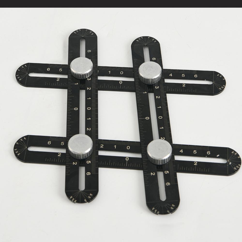 Allsome Multi Angle Measuring Ruler Aluminum Alloy Six Folding Ruler Hole Locator Adjustable Floor Tile Glass Woodworking Puncher Ruler