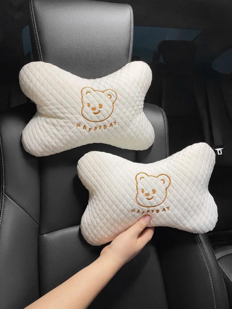 Car Cute Headrest All-season Universal Neck Pillow Protector Car Seat Cushion Lumbar Support Cushion Seat Belt Shoulder Cover