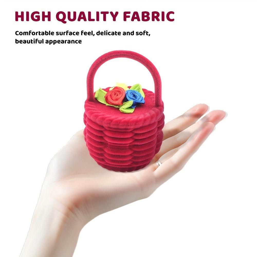 Cute Design Flower Basket Ring Box Velvet Material Ring Box Case Jewelry Ring Box Jewelry Display