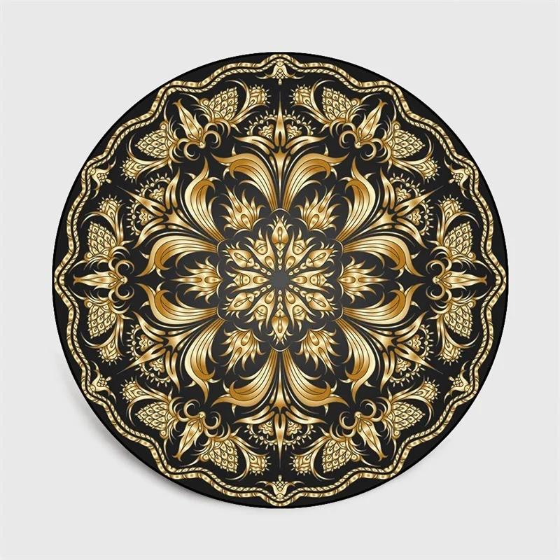 Bohemia Mandala Round Carpet Living Room Geometric Ethnic Flowers Bedroom  Anti-slip Vintage Floor Mat Home Decoration
