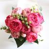 Artificial Flowers Retro Silk Rose Bouquet Hydrangea Peony Flowers Vintage Bride Holding Home Wedding Decoration Accessories