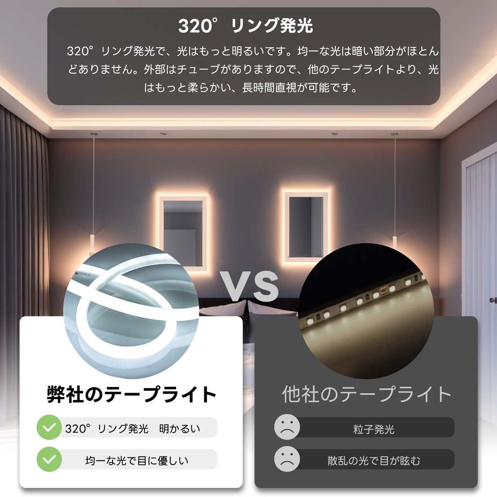 SPAHER LED Strip Light, Round Tube Light, Waterproof, Ring-Shaped, Bright, Eye-Friendly, Bendable, Cuttable, Easy Installation, Indirect Lighting,