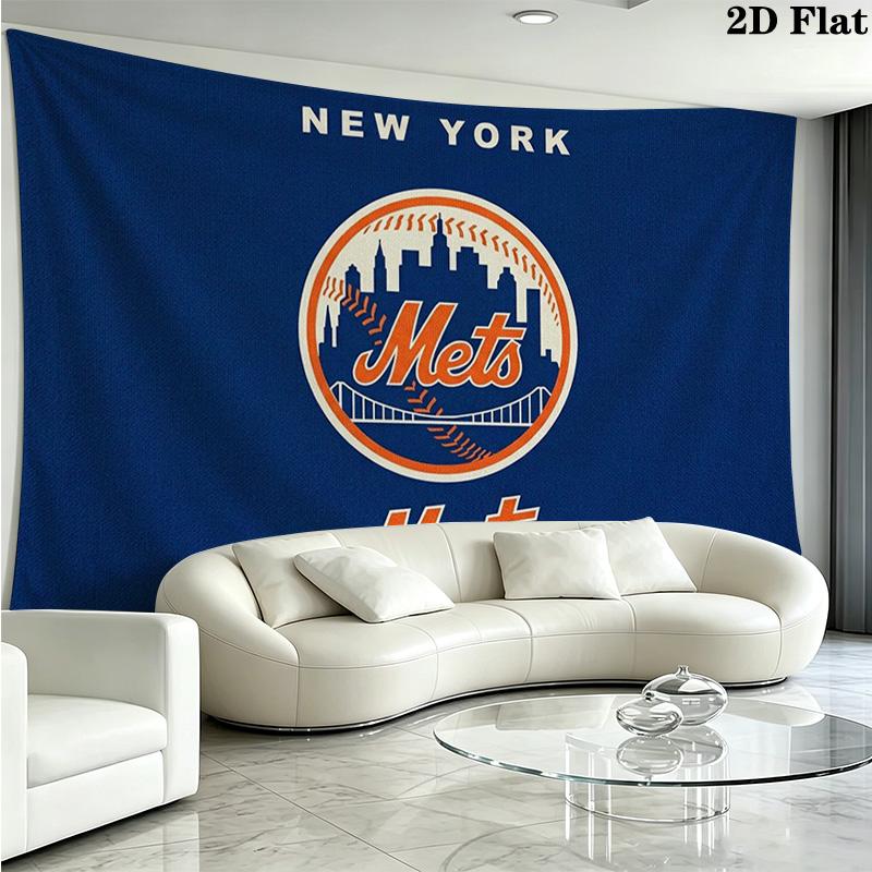 New York Mets Wandteppich Ästhetischer Wandbehang Bedruckter Stoffdecke Dekorative Wandteppiche für Schlafzimmer Wohnzimmer Heimdekoration