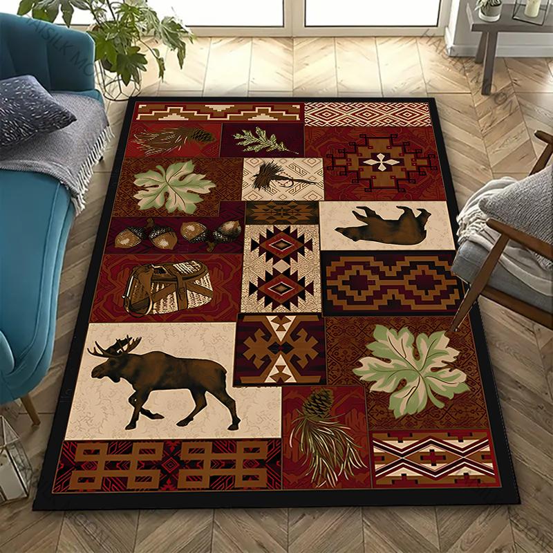 American Country Vintage Style Art Carpet Living Room Bedroom Sofa Large Area Decorative Mat Kids Play Soft Non-slip Rugs Gift
