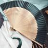 Decorative Fan Carved Handle Bamboo Folding Fan Handhold Vintage Chinese Fan with Tassel Dance Fan Summer