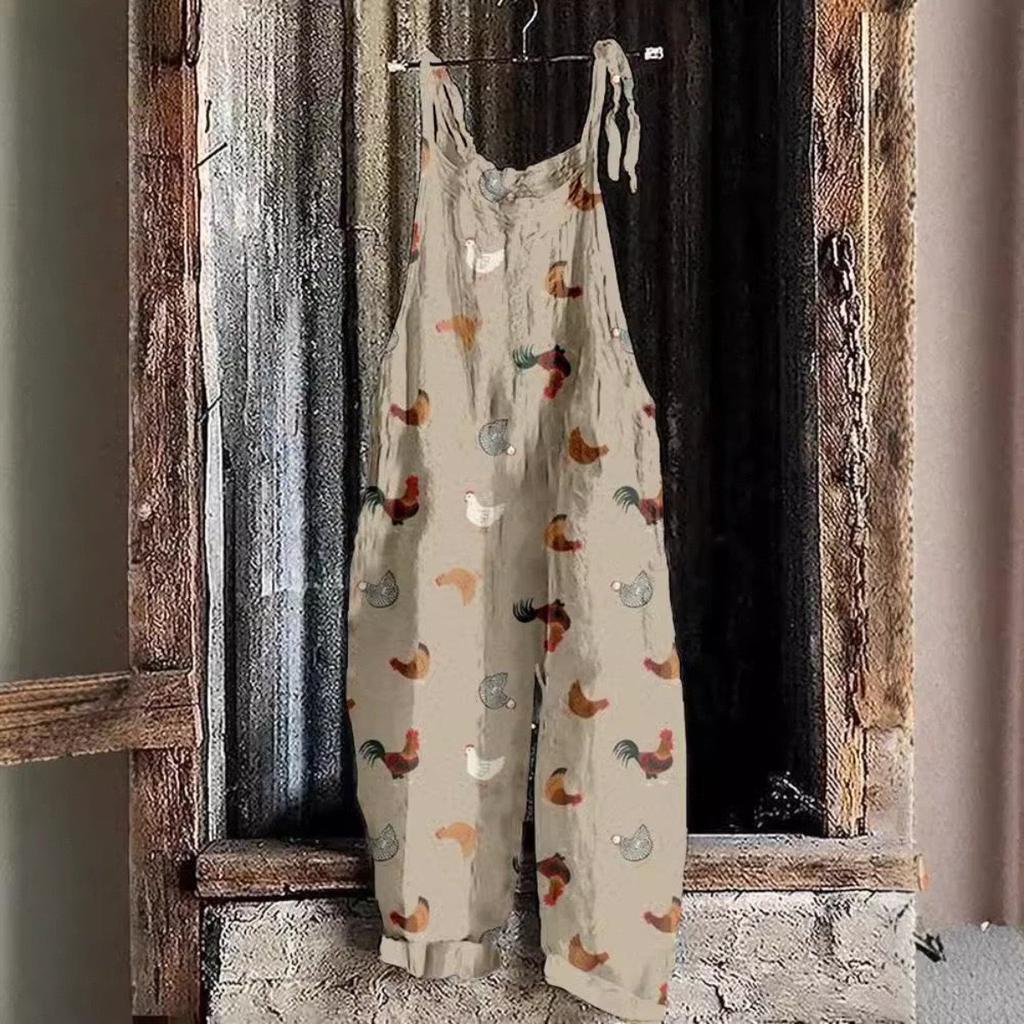 VIONA Suspenders Jumpsuits Women Print One Piece Pocket Overalls Sling Long Pants Casual Loose High Waist Rompers Y2k Streetwear