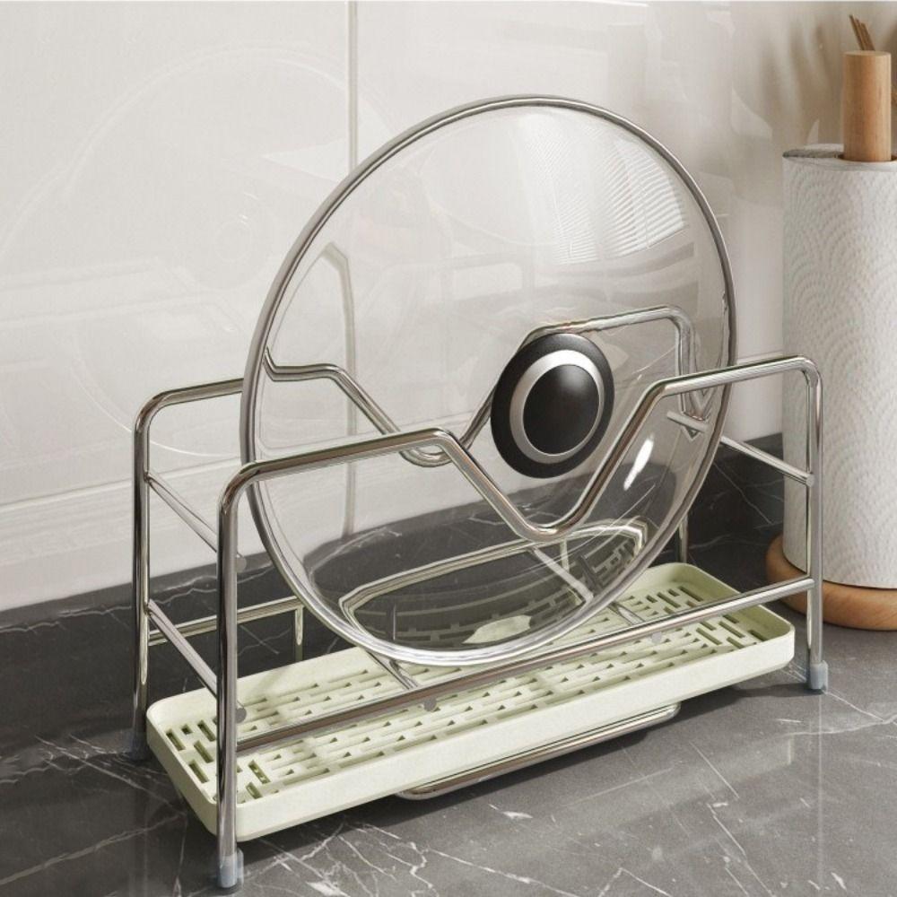 Space Saving Pot Pan Lid Holder Rustproof Pot Lid Rack Stable Cookware Storage Rack  Cabinet