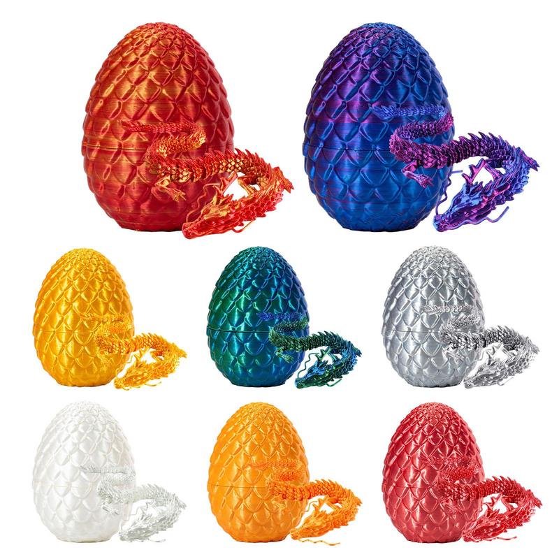 3D Printed Gem Dragon Crystal Dragon Egg Rotatable And Poseable Joints 3D Articulated Dragon Toys For Autism Kids Gifts