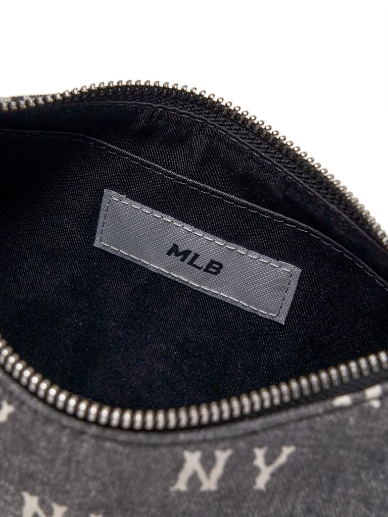 Mlb Classic Monogram Vintage Denim Hobo Bag Ny (Charcoal Grey)