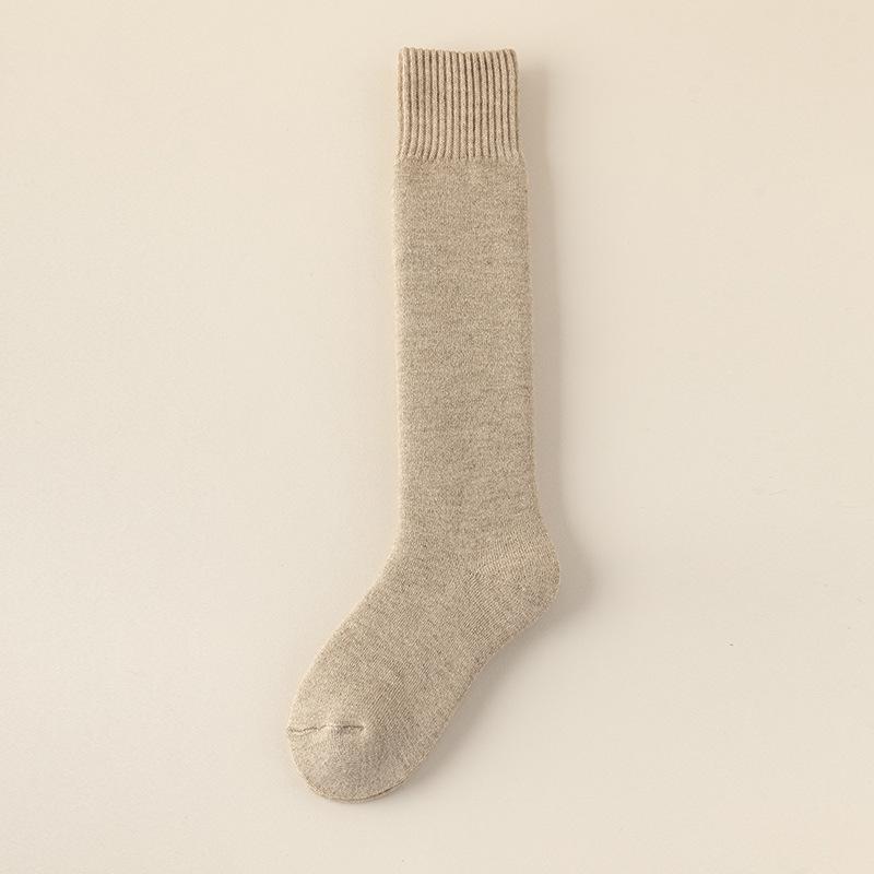 Men's Wool Knee-High Socks: Warm Fleece-Lined, Thick Terry Loop for Autumn/Winter.