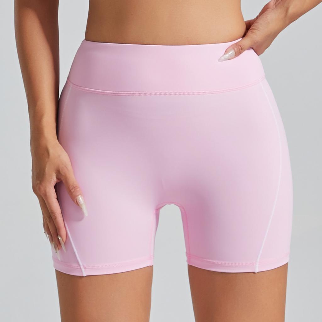 Color blocking, non awkward sports shorts with high waist, tight fitting, nude feeling, peach hip lifting, fitness, yoga shorts for women