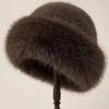 New Fluffy Fur Winter Hat Solid Color Bucket Hat Thicken Cold Windproof Berets for Women Girls
