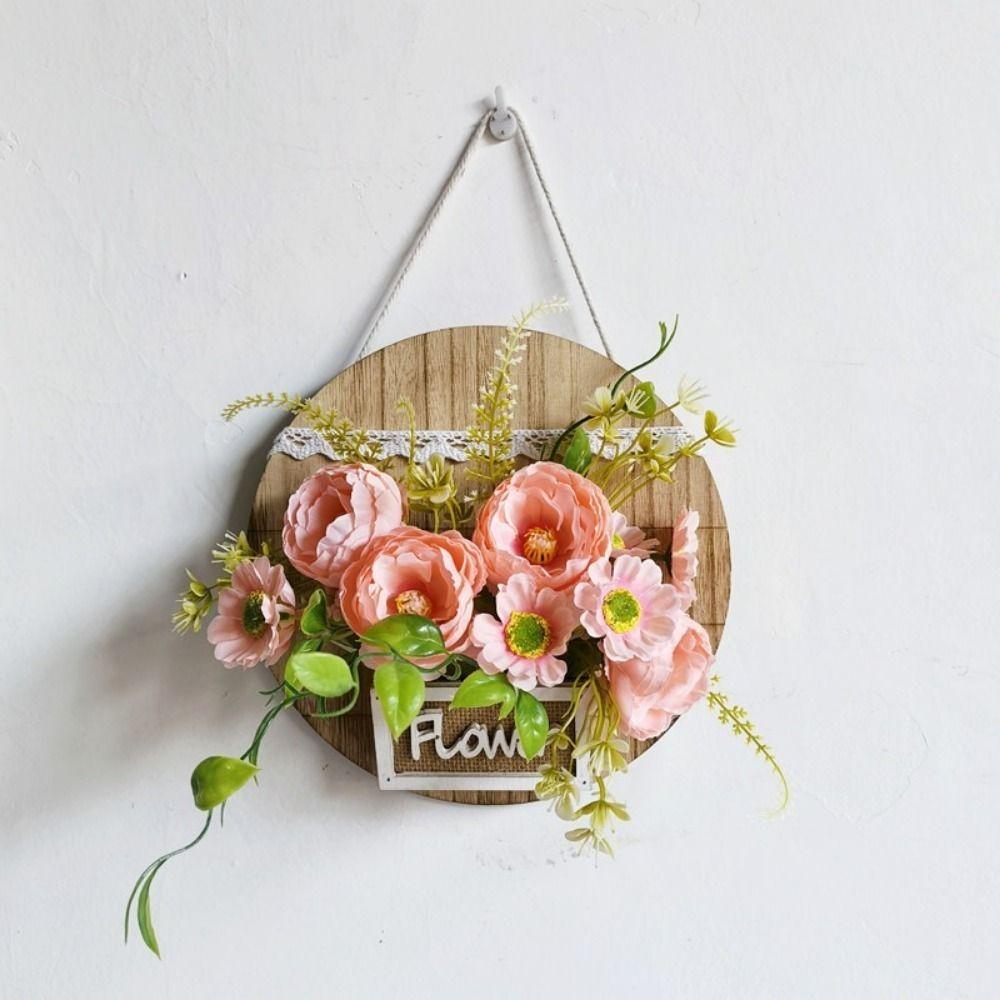 Wood Wall Decoration Flower Basket Wall Mounted Round Wall Hanging Planter Decorative Wall Hanging Flower Pots Indoor Decoration