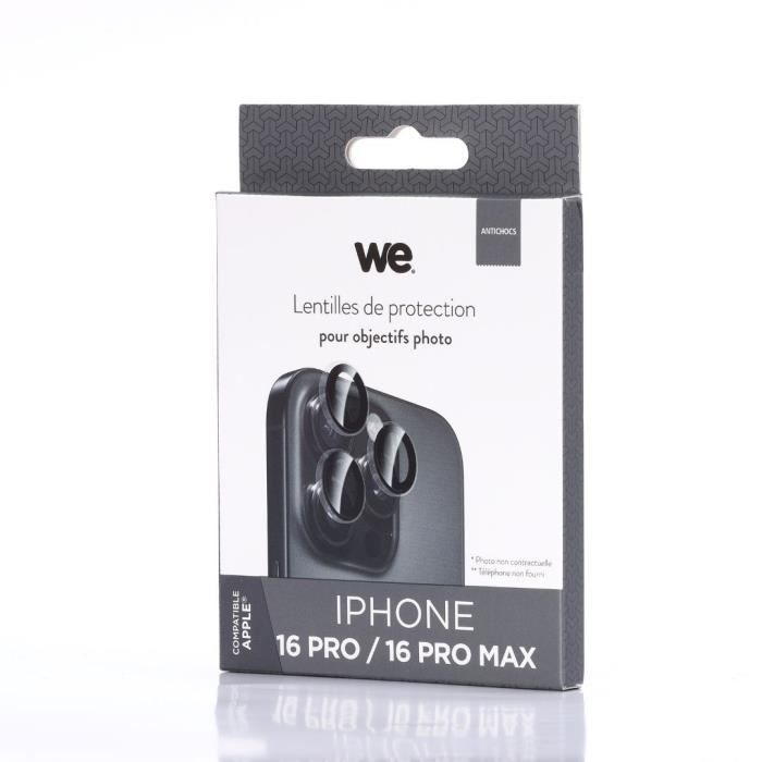 Lentilles De Protection - WE - iPhone 16 PRO/16 PRO MAX - Transparent - Noir - 3 Lentilles Incluses