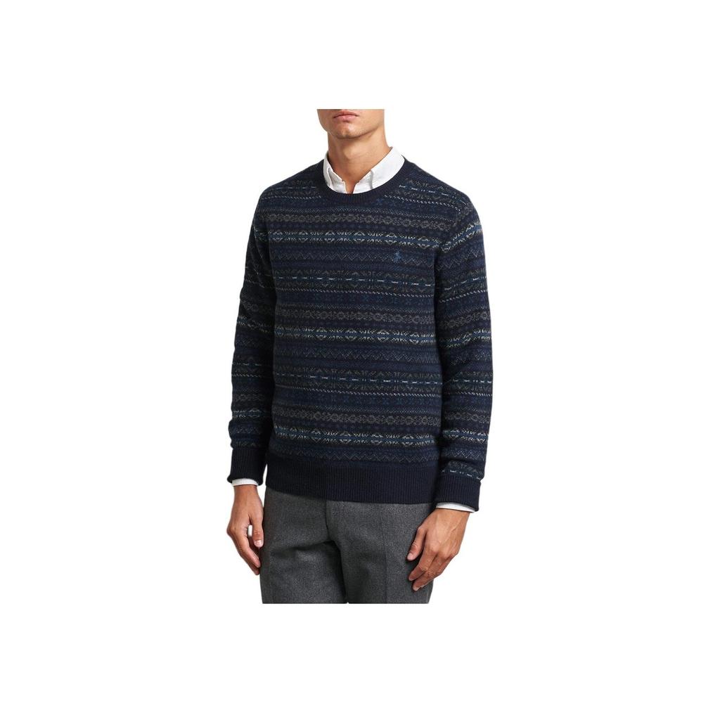 Polo Ralph Lauren Ribbed Trim Allover Print Crew Neck Pullover Sweater Men sweater Black 710954586-001