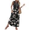 Sleeveless Floral Print Casual Dress for Women Waist Cinched Crew Neck Tank Long Maxi Dress for Daily Wear Vacation