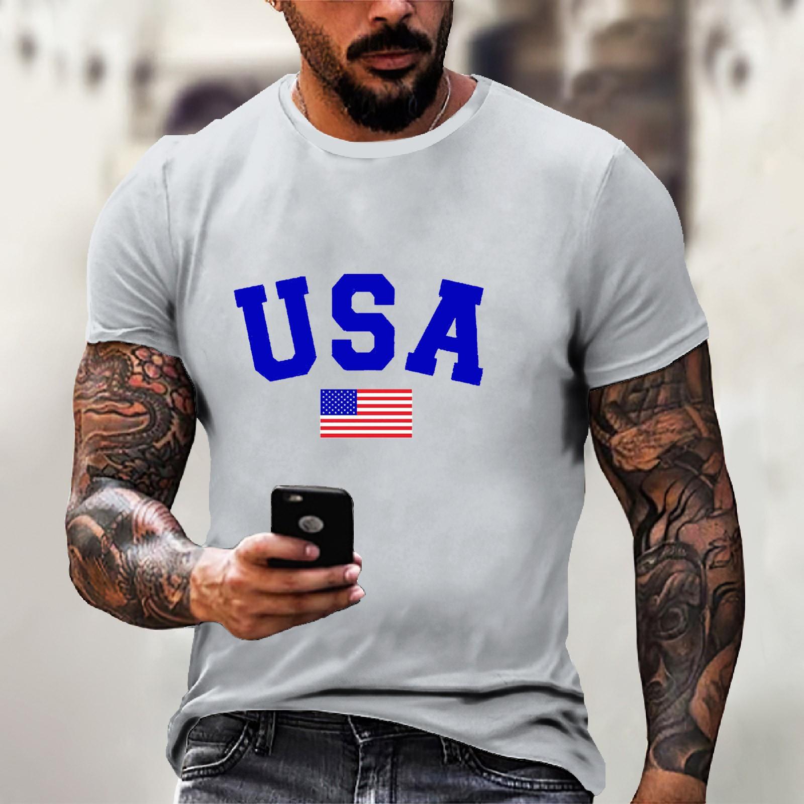 Men s Independence Day Printed Short-sleeved T-shirt XL