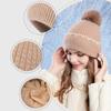 Winter Fur Ball Pearl Pullover Cap Women Outdoor Coldproof Hat Velvet Warm Ear Protection Knitted Wool Cap