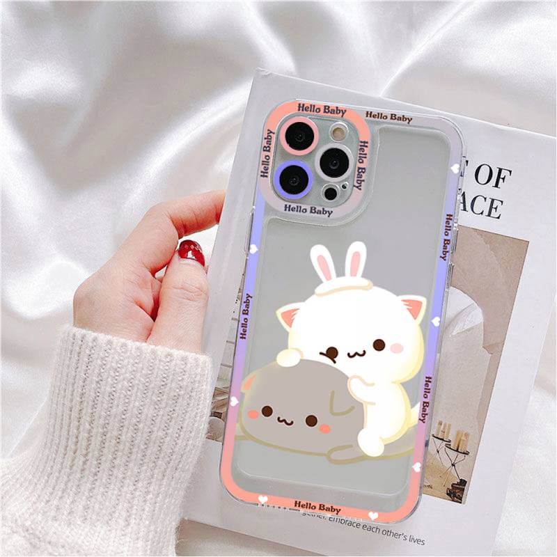 Mochi Peach Cat Phone Case for iPhone 11 12 13 Mini Pro Max 14 Pro Max Case shell