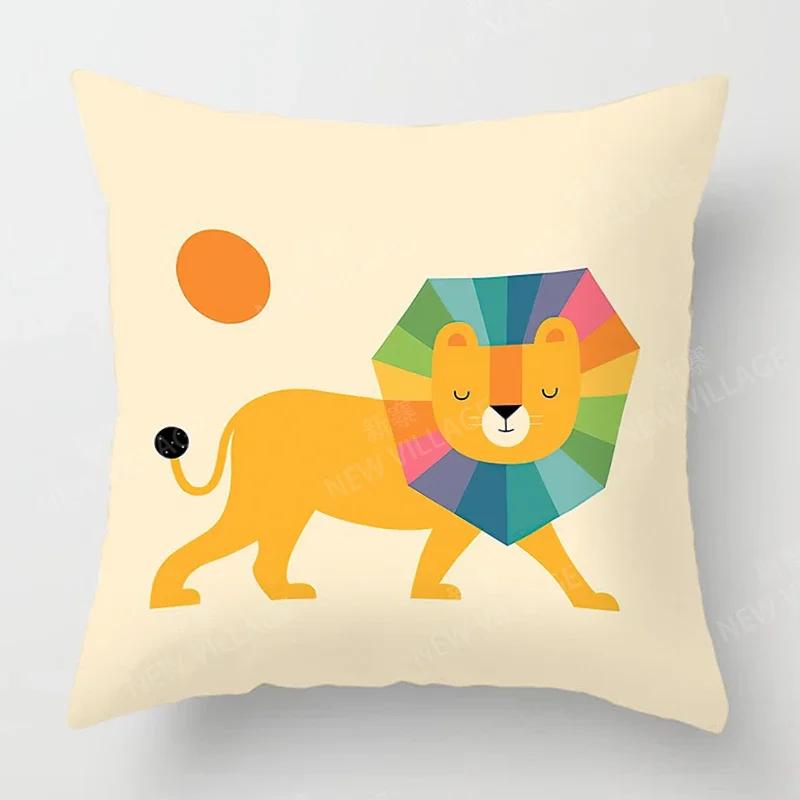 Nordic Home Decor Throw Pillowcase Sofa Cushion Cover Modern 45X45Cm 45*45 50X50 60X60Cm 40X40 Living Room Child Kawaii Cartoon