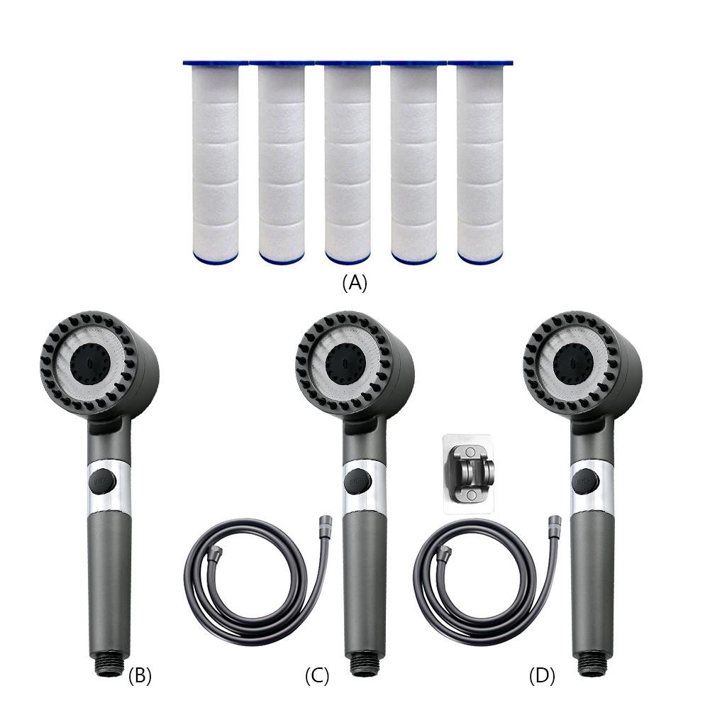 Filter Showerhead Powerful Pressurization Large Flow Shower Head Adjustable 4 Modes Replacement Parts Bathroom Accessories