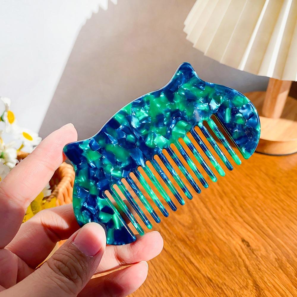 Cat Ear Shaped Acetate Comb Wide Toothed Colorful Makeup Comb Hair Accessories Hair Styling Tool Hairdressing Comb Student