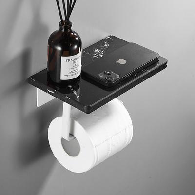 Black/White Marble Bathroom Paper Towel Holder Toilet Roll Paper Holder Wall Mount Mobile Phone Holder Bathroom Pendant