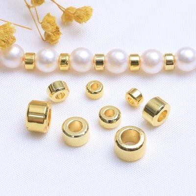 18 Karat Gold-Plated Große Loch-Zylinder-Abstandshalter Perlen 4mm/5mm - Farbstabil DIY Armband Zubehör