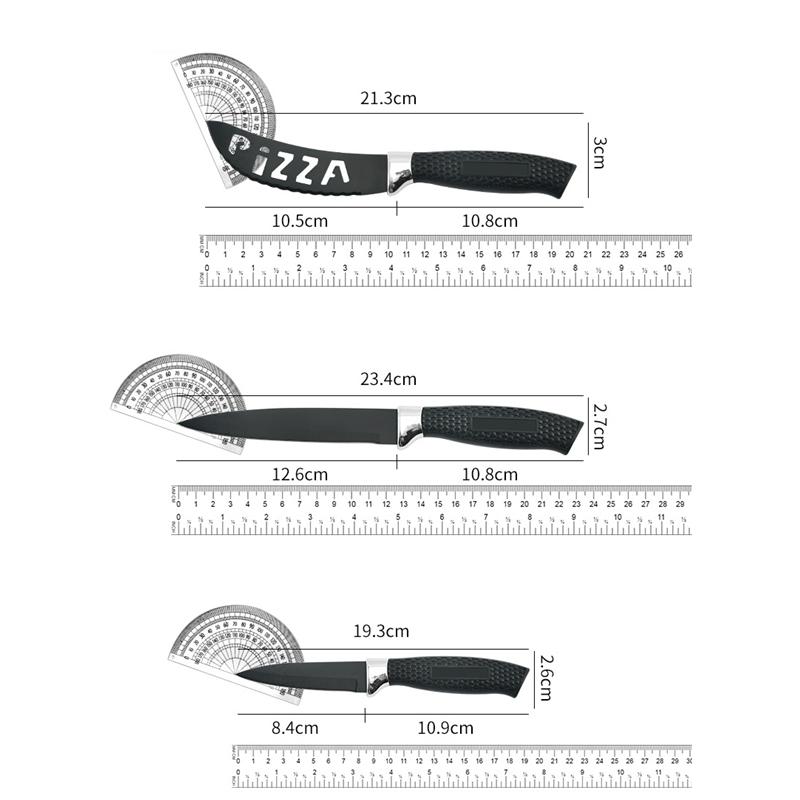 Seven Piece Knife Black Steel Hollow Cheese PIZZA Knife Gift Color Box Kitchen Stainless Steel Set Tool