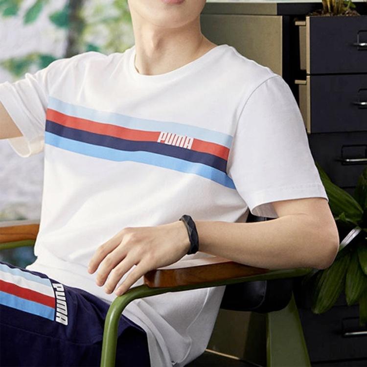 Puma Stripe Printing Short Sleeve White Men's 586040-52
